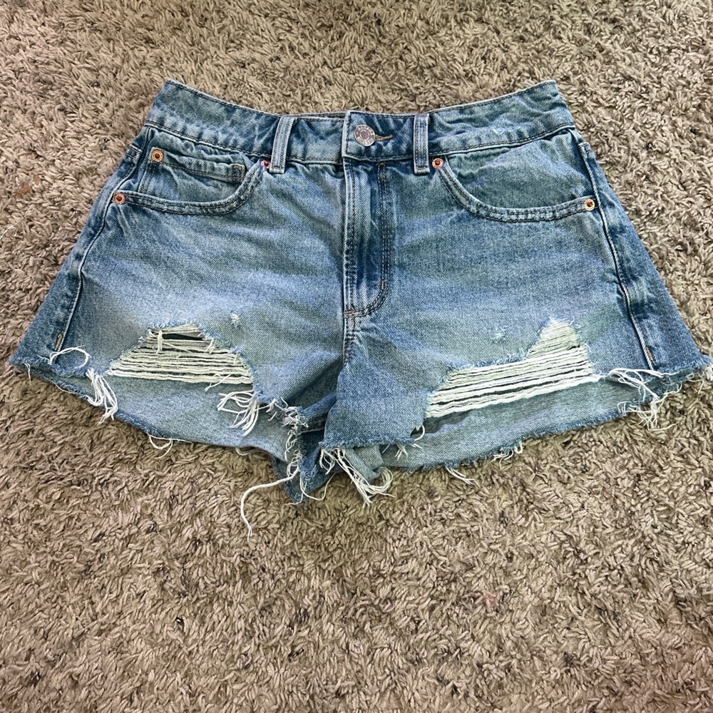 Garage Blue Distressed Jean Shorts